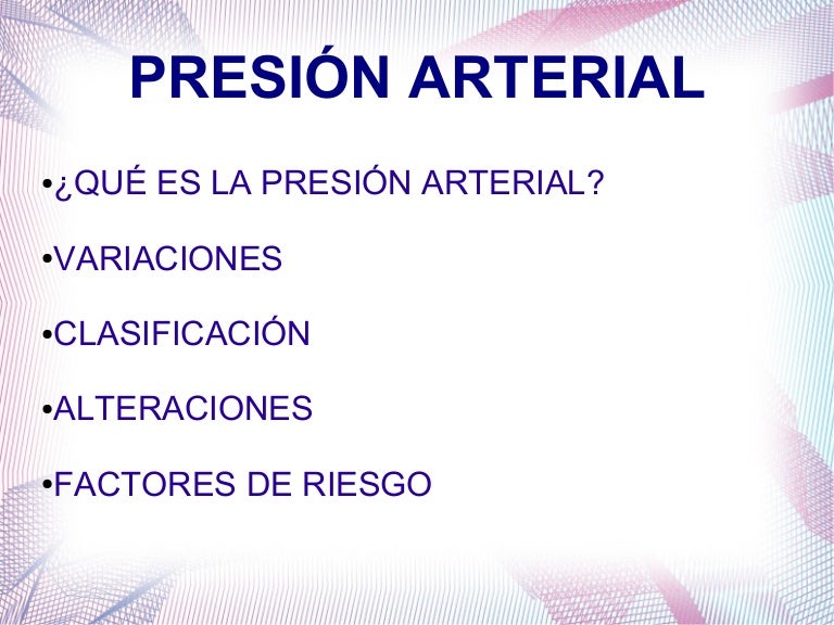 Variaciones en la presion arterial